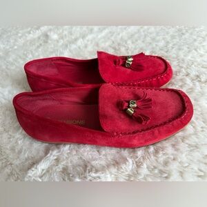 Wishbone Red Suede Loafers with Tassel Detail